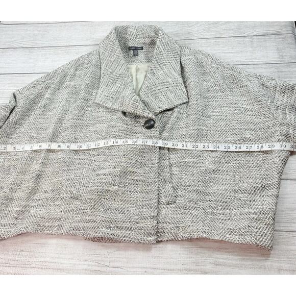 Eileen Fisher Soft White & Black Herringbone Swing Jacket Silk Lined Size S/P - Picture 5 of 9